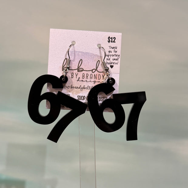 ACRYLIC EARRINGS by Brandy. Designs || "67"  Black