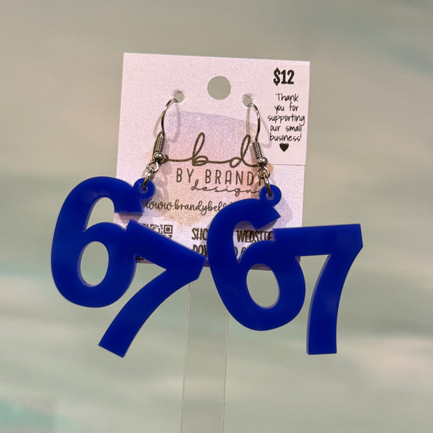 ACRYLIC EARRINGS by Brandy. Designs || "67"  BLUE