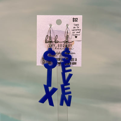 ACRYLIC EARRINGS by Brandy. Designs || "SIX-SEVEN" BLUE