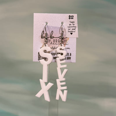 ACRYLIC EARRINGS by Brandy. Designs || "SIX-SEVEN" WHITE