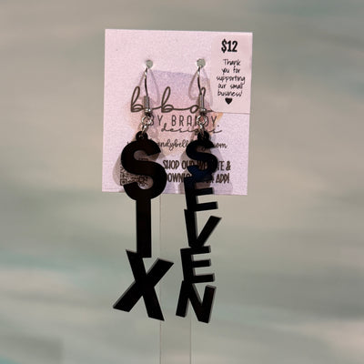 ACRYLIC EARRINGS by Brandy. Designs || "SIX-SEVEN" BLACK