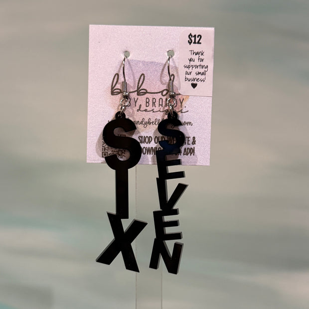 ACRYLIC EARRINGS by Brandy. Designs || "SIX-SEVEN" BLACK