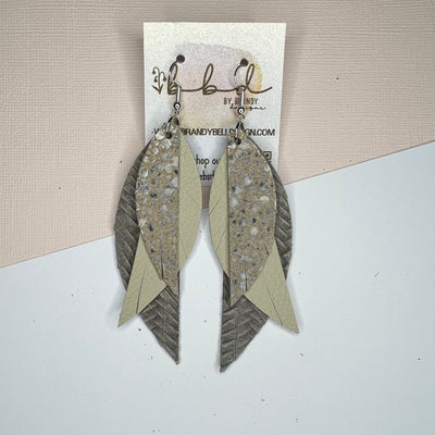 ANDY - Leather Earrings   ||  <BR> IVORY STINGRAY,  <BR>  MATTE IVORY, <BR> LINEN BRAID
