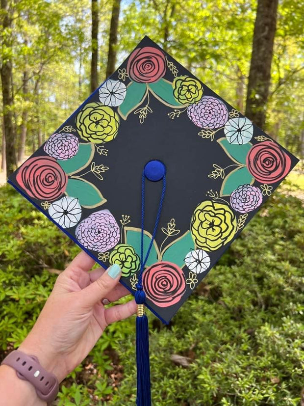 Hand Painted Graduation Cap Topper