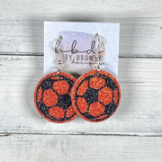 SPORTS COLLECTION ||  <BR> SOCCER - ORANGE GLITTER ON CORK + BLACK GLITTER DESIGN