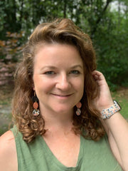 DAISY -  Leather Earrings  ||   <BR> IRIDESCENT LEOPARD ON BLACK, <BR> TEAL PALMS, <BR> METALLIC BLACK SMOOTH