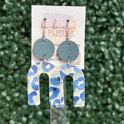 HOPE - Leather Earrings  ||    <BR>MATTE SPRUCE GREEN, <BR> SAGE & NAVY LEOPARD (LEATHER ON CORK)