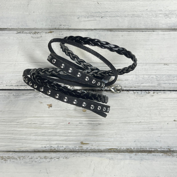 LAYERED WRAP BRACELET - Handmade by Brandy Bell Design <br> Black Braid, Sparkle Black & Black Suede