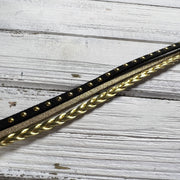 LAYERED WRAP BRACELET - Handmade by Brandy Bell Design <br> Gold Braid, Sparkle Gold & Black Suede