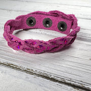 LENNON - MYSTERY BRAID BRACELET - handmade by Brandy Bell Design ||  <BR> METALLIC PINK LEOPARD