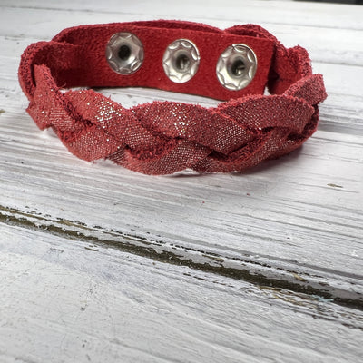 LENNON - MYSTERY BRAID BRACELET - handmade by Brandy Bell Design ||  <BR> SHIMMER RED