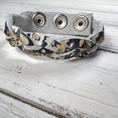 LENNON - MYSTERY BRAID BRACELET - handmade by Brandy Bell Design ||  <BR> POPPIES FLORAL ON NAVY
