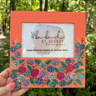 4" x 6" Hand-painted wood frame by Brandy Bell (Aqua)