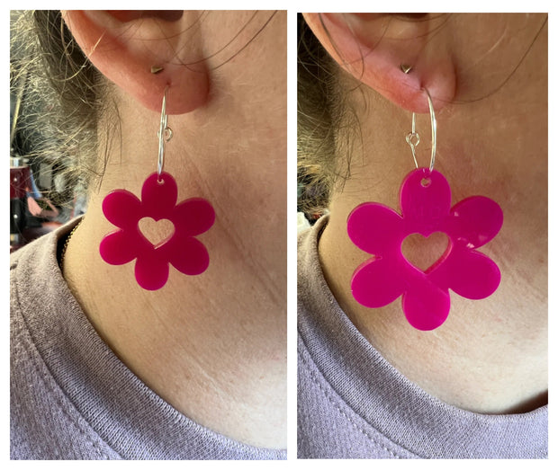 Glossy Black Acrylic Flower on hoop