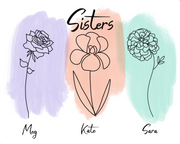 CUSTOM 8" x 10" Birth Flower PRINT- Original Artwork by Brandy Bell  : SISTERS