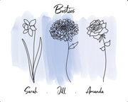 CUSTOM 8" x 10" Birth Flower PRINT- Original Artwork by Brandy Bell  : BESTIES