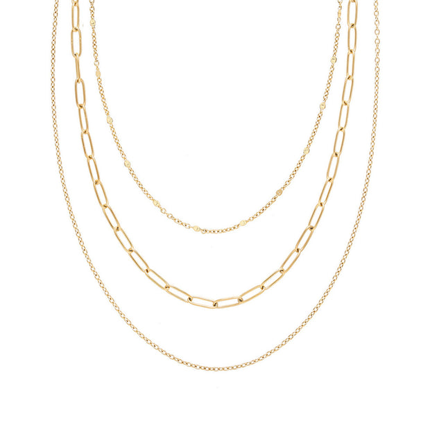 3 LAYER NECKLACE- Stainless Steel- 18k gold plated Necklace