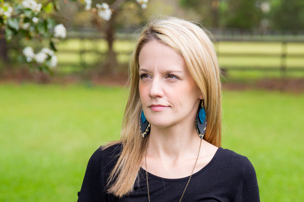 DOROTHY - Leather Earrings   ||  <BR> ABSTRACT AUTUM (FAUX LEATHER),  <BR>  MATTE CORAL/PINK, <BR> MATTE DARK TEAL