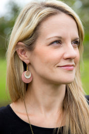 GRAY -  Leather Earrings  ||   <BR> RASPBERRY & RED GLITTER (FAUX LEATHER), <BR> METALLIC GOLD BRAID, <BR> METALLIC RED PEBBLED