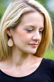 ZOEY (3 sizes available!) -  Leather Earrings  ||  <BR> SHIMMER DEER PRINT (FAUX LEATHER)