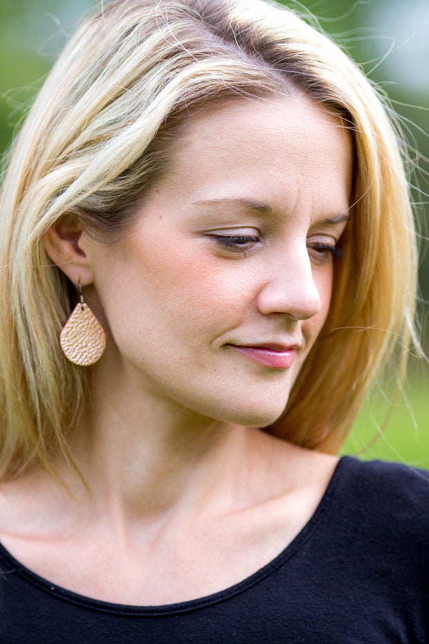 ZOEY (3 sizes available!) -  Leather Earrings  ||  <BR> GINGERBREAD PRINT  (FAUX LEATHER)