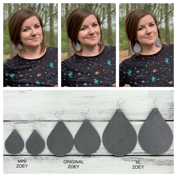 SUEDE + STEEL *Limited Edition* MINI ZOEY  || Leather Earrings || GOLD BRASS LEAF, <BR> MATTE WHITE