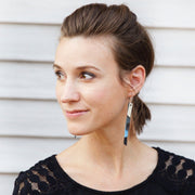 AUDREY - Leather Earrings  ||   ORANGE GLITTER, PEARLIZED GRAY, PEARL WHITE, BLACK & ORANGE GLITTER, SHIMMER BLACK