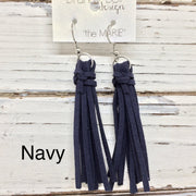 MARIE - Faux Suede Tassel Earrings  || NAVY BLUE