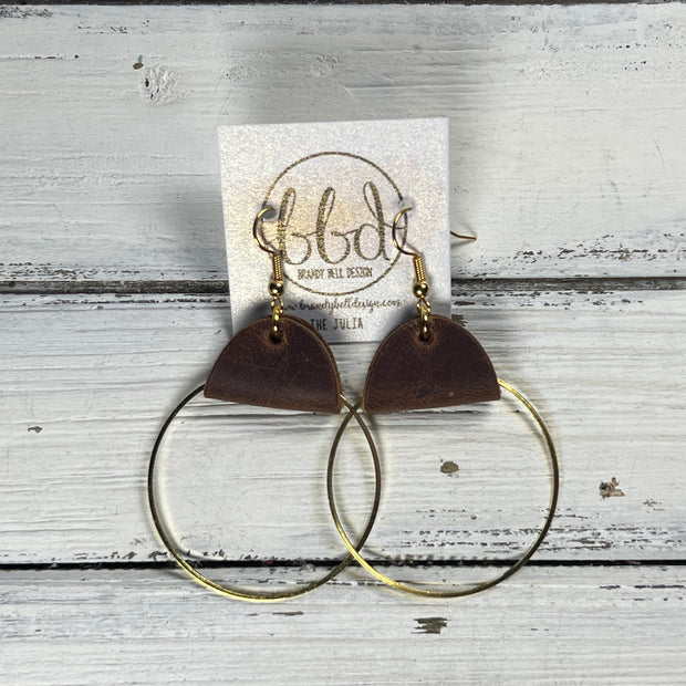 JULIA - Leather Earrings OR Necklace || DISTRESSED BROWN (* 3 options available)