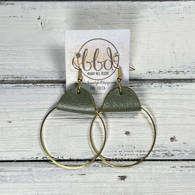 JULIA - Leather Earrings OR Necklace  || PEARLIZED OLIVE GREEN (* 3 options available)