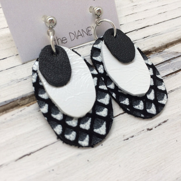 DIANE - Leather Earrings  ||    MATTE BLACK, WHITE, BLACK & WHITE MERMAID