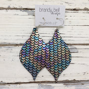 NOELLE - Leather Earrings  || METALLIC MERMAID IN ANTIQUE BLUE/GREEN/PINK