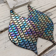 NOELLE - Leather Earrings  || METALLIC MERMAID IN ANTIQUE BLUE/GREEN/PINK