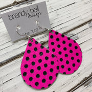 ZOEY (3 sizes available!) - Leather Earrings  ||  NEON MATTE PINK WITH BLACK POLKA DOTS