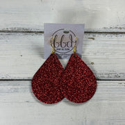 ZOEY (3 sizes available!) -  Leather Earrings  ||  RED GLITTER ON CORK (CORK ON LEATHER)