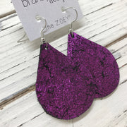 ZOEY (3 sizes available!) - Leather Earrings  ||  METALLIC SHIMMER FUCHSIA
