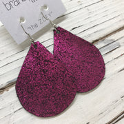 ZOEY (3 sizes available!) - Leather Earrings  ||  METALLIC SHIMMER MAGENTA