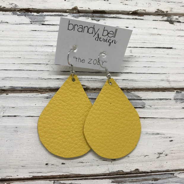 ZOEY (3 sizes available!) - Leather Earrings  ||  MATTE YELLOW