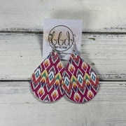 ZOEY (3 sizes available!) -  Leather Earrings  ||   PINK BOHO PRINT