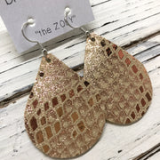 ZOEY (3 sizes available!) - Leather Earrings  ||  METALLIC COPPER/ROSE GOLD ON IVORY MYSTIC