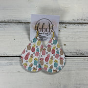 ZOEY (3 sizes available!) -  Leather Earrings  ||  MULTICOLOR PINEAPPLES