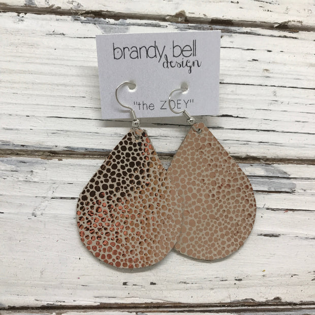 ZOEY (3 sizes available!) - Leather Earrings  ||  METALLIC ROSE GOLD DRIPS