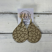 ZOEY (3 sizes available!) -  Leather Earrings  ||  METALLIC CHAMPAGNE LEOPARD ANIMAL PRINT