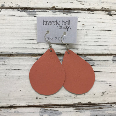 ZOEY (3 sizes available!) - Leather Earrings  ||  MATTE CORAL
