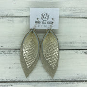 ALLIE -  Leather Earrings  ||  <BR> METALLIC CHAMPAGNE COBRA, <BR> SHIMMER TAUPE