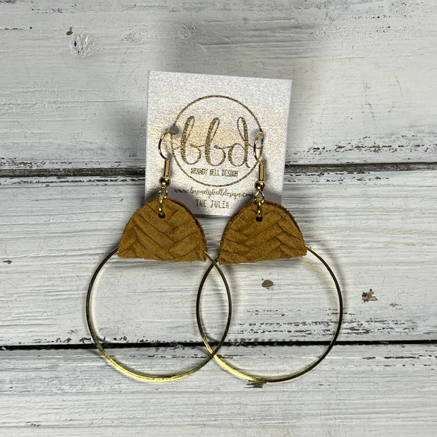 JULIA - Leather Earrings OR Necklace  ||   MUSTARD YELLOW BRAID (* 3 options available)