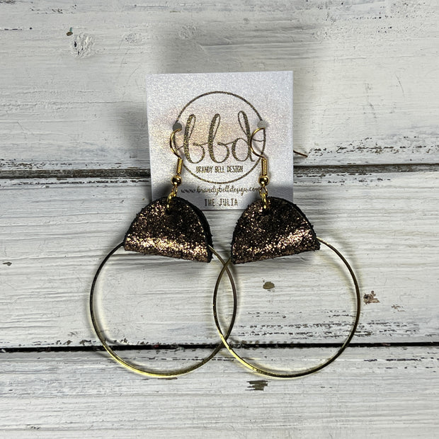 JULIA - Leather Earrings OR Necklace || SHIMMER COPPER ON BLACK (* 3 options available)