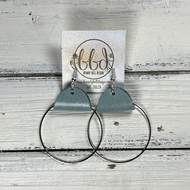 JULIA - Leather Earrings OR Necklace || DUSTY AQUA RIVIERA (* 3 options available)