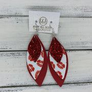 DOROTHY - Leather Earrings  ||  <BR> RED GLITTER (FAUX LEATHER), <BR> RED LIPS ON WHITE (FAUX LEATHER), <BR> MATTE RED