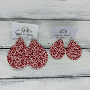 ZOEY (3 sizes available!) - Leather Earrings   ||  RED & PINK GLITTER (FAUX LEATHER)